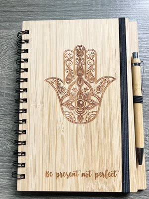 Bamboo Journal Blank Notebook w/Pen