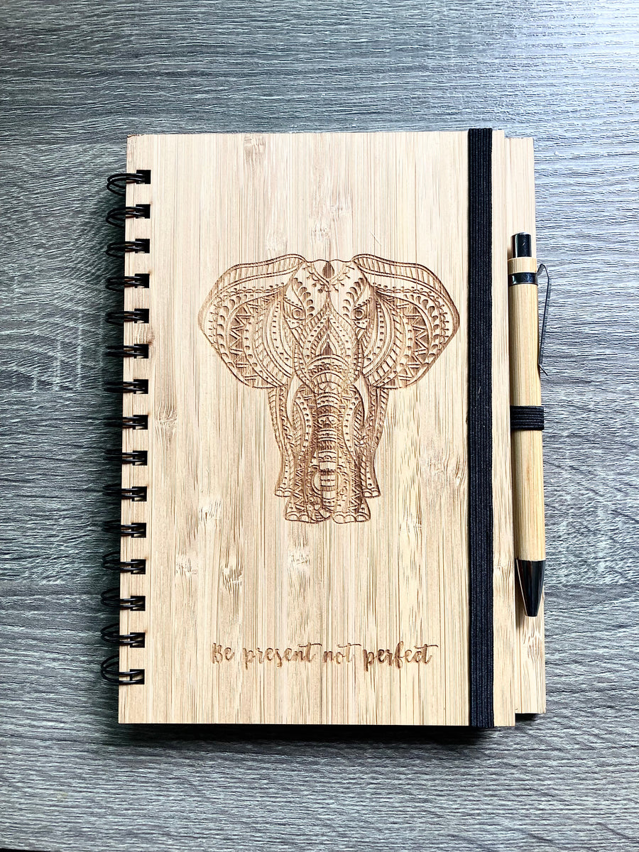 Bamboo Journal Blank Notebook w/Pen