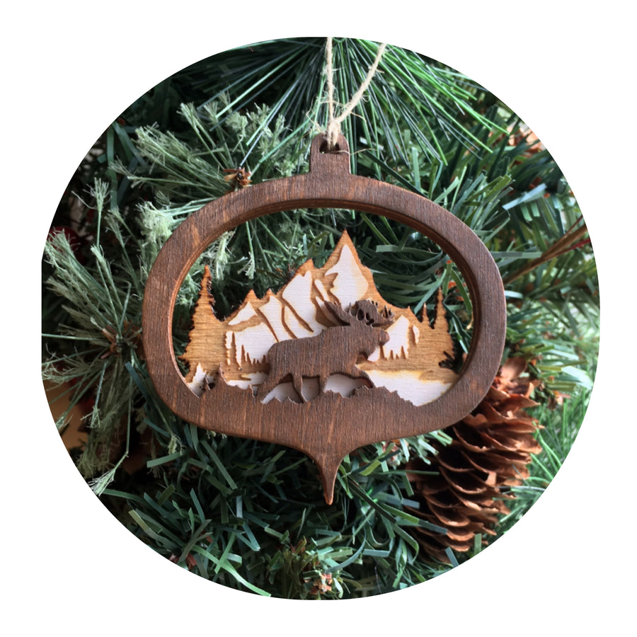 Wooden Layered Moose Ornament