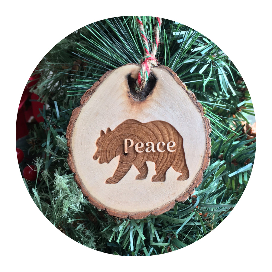 Bear Love Wood Slice Ornament