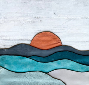 Wood & Leather Abstract Ocean Landscape Wall Art - 01