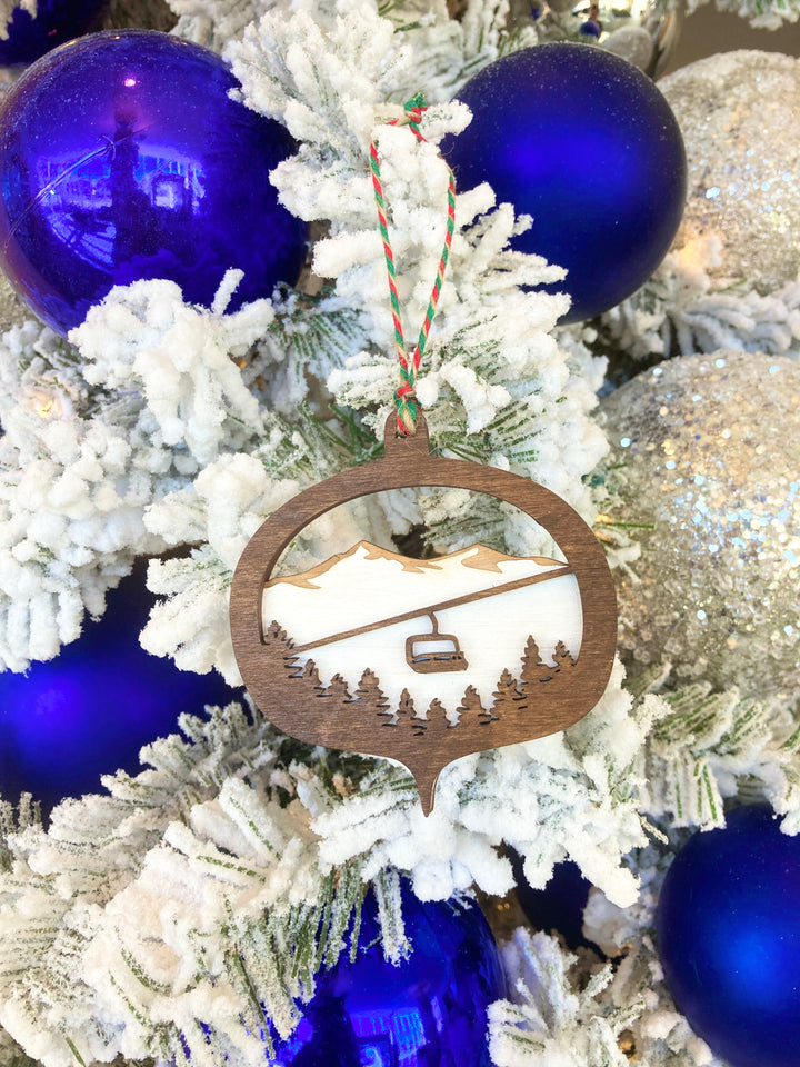 Wooden Layered Chairlift Ornament